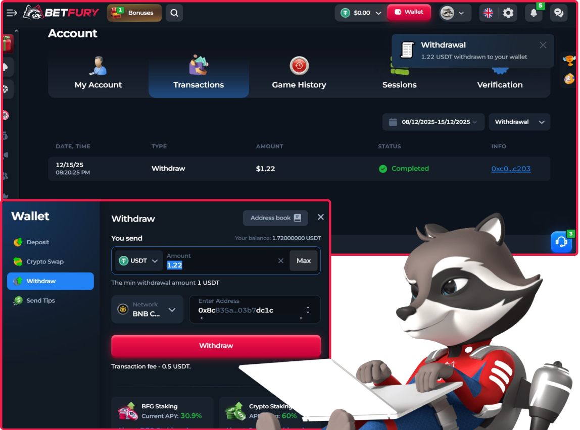Betfury casino login