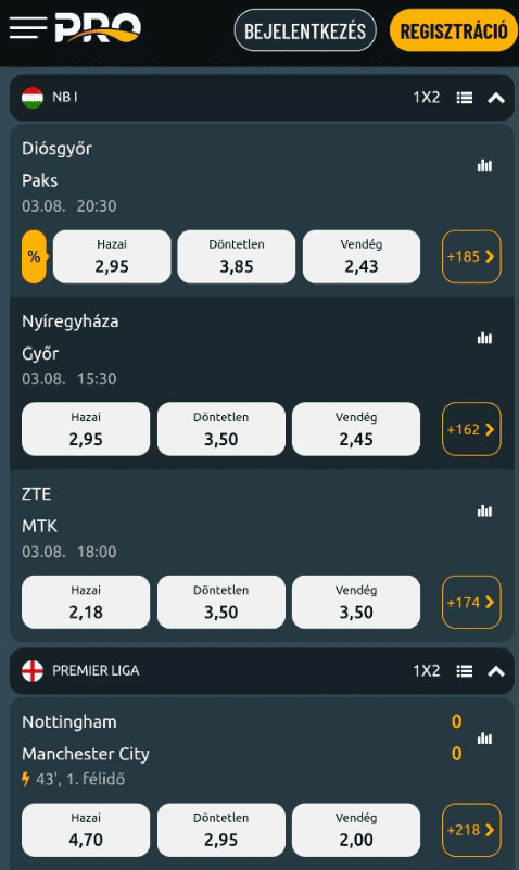 TippmixPRO felület