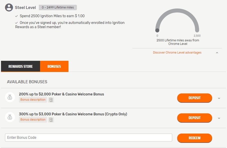 Bovada casino bonus code